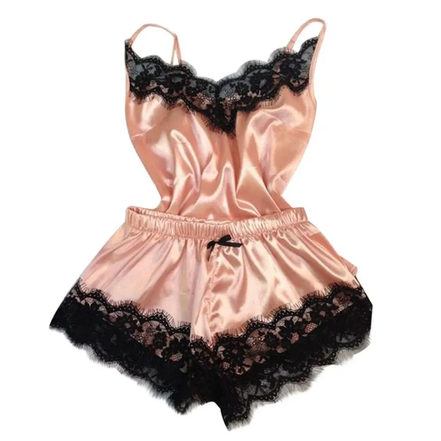 Sexy Lingerie Porno Babydoll Erotische Nachtkleding Vrouwen Ondergoed Boog Kant Sex Jurk Mode Verleiding Satijnen Nachthemd Suit264D