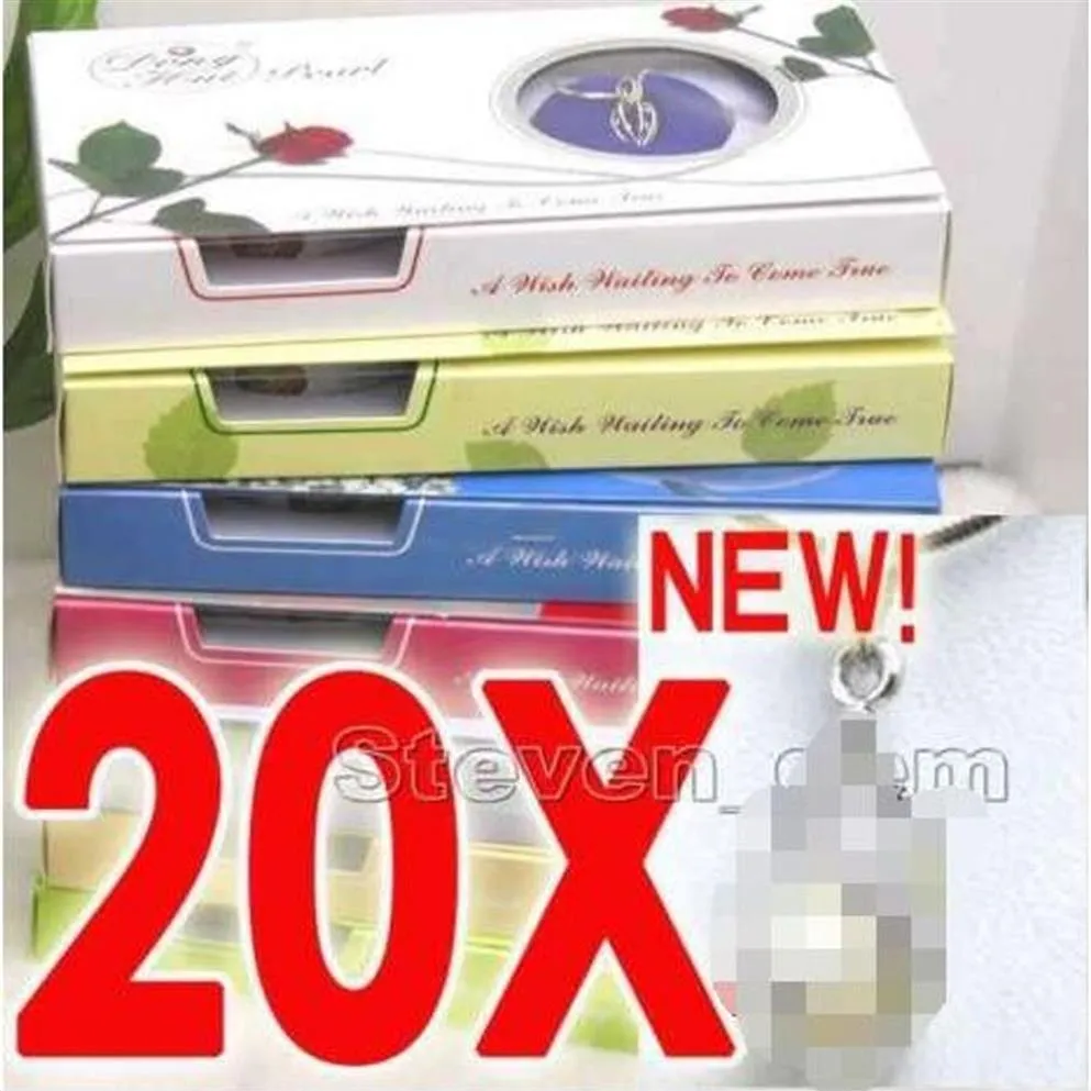 20 boîtes pendentif helixdrop collier de perles de souhait naturel coffret cadeau Box-who120249d