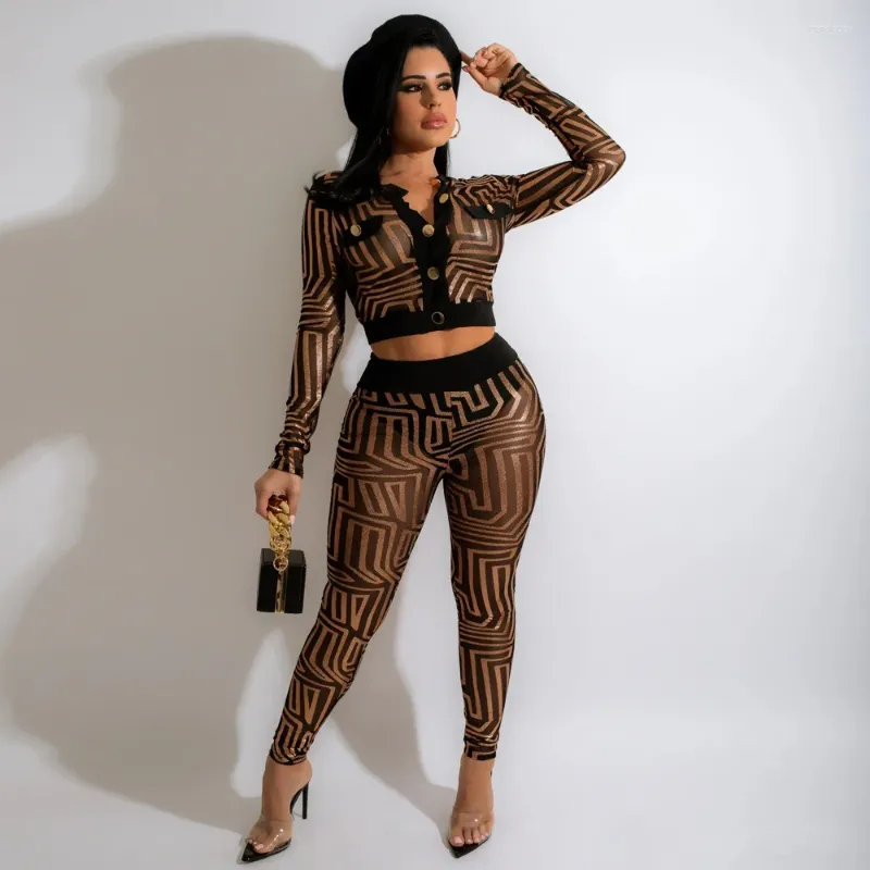 Women's Two Piece Pants POFGD 2023 Summer Women Long Sleeve Pant Print Shorts 2PCs Set Top Matching Sets Sexy Club Birthday Outfits