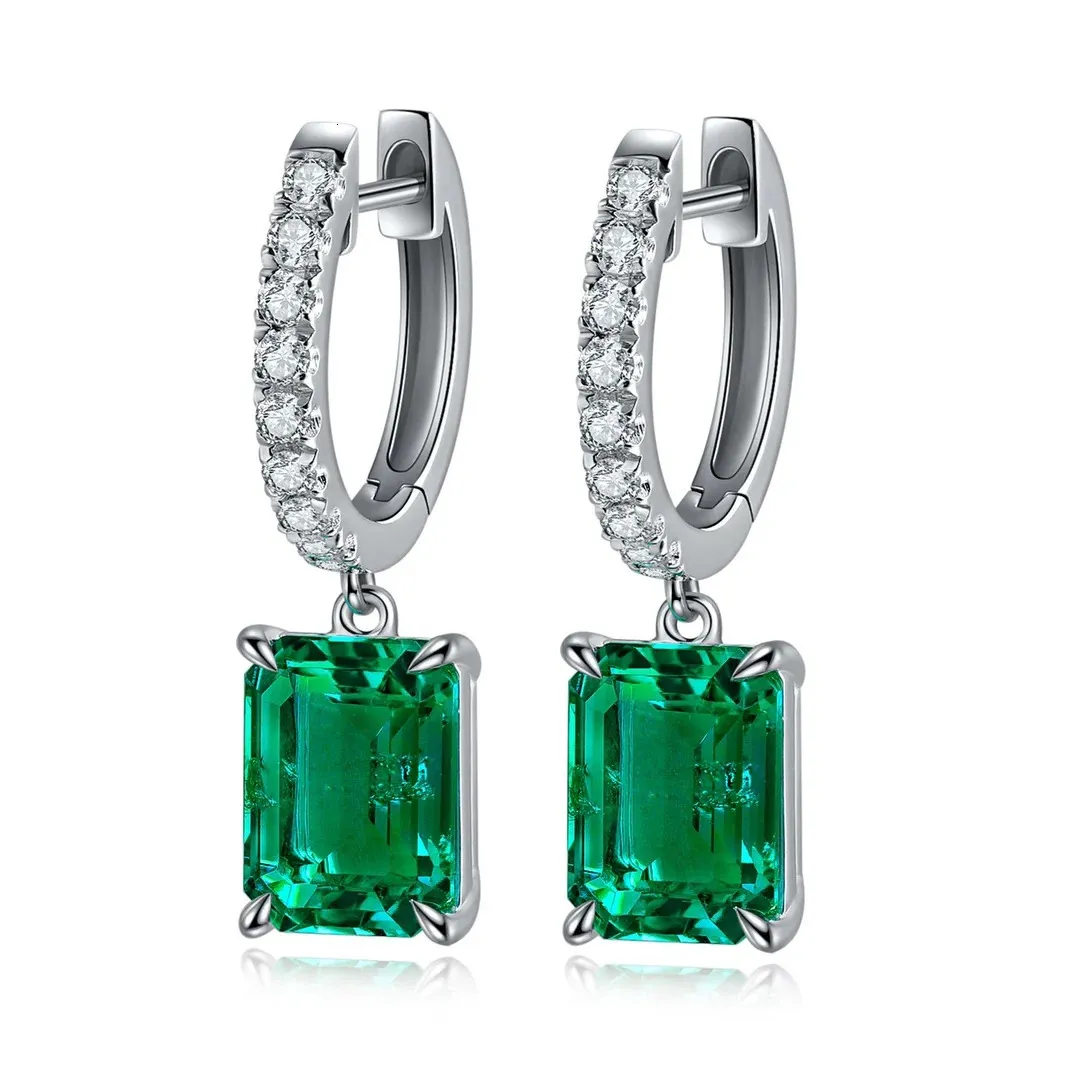 Ear Cuff Ruif Real 925 Silver Classical 2.75ct Lab Grown Emerald Drop Earrings for Women Fine Jewelry to Lover 231018