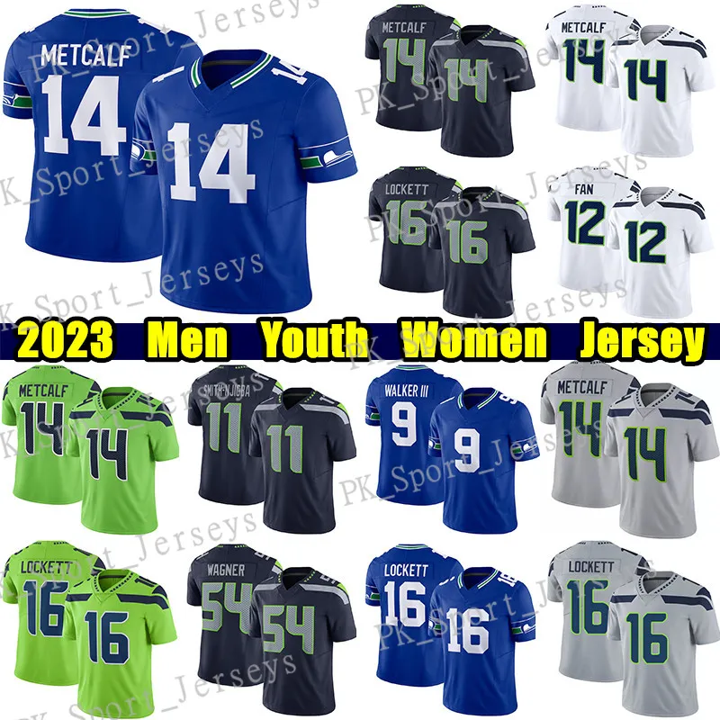 #14 DK Metcalf jerseys football #16 Tyler Lockett Bobby Wagner Jamal Adams Devon Witherspoon Jaxon Smith-Njigba Drew Lock Tariq Woolen Kenneth Walker III jerseys