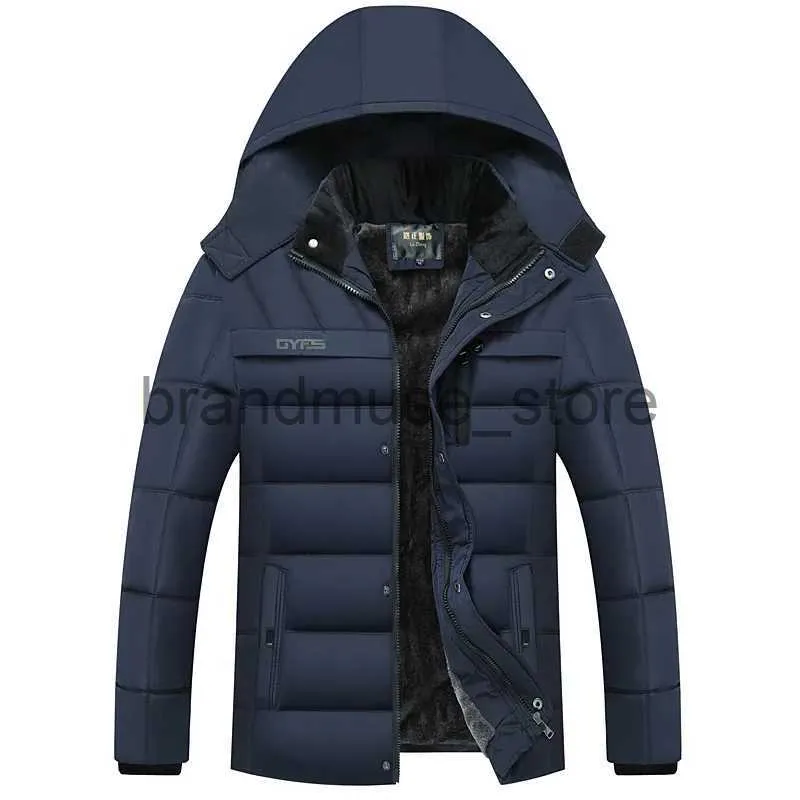 Parkas masculinas jaqueta de inverno nova moda com capuz casaco de inverno masculino grosso quente à prova de vento presente para pai marido parka tamanho grande j231019