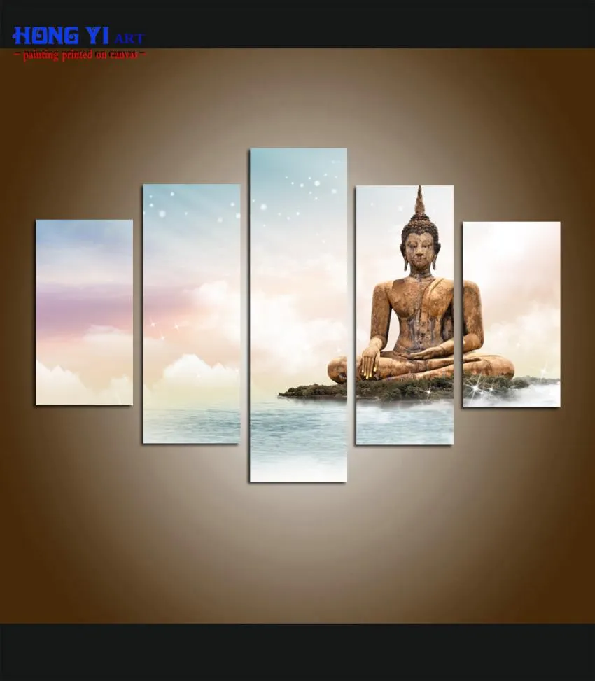 5 Panel Large Modern Giclee Print Art Home Decor Print Painting Wall Art Buddha Statue Meditation picture on Canvas for Office Dec7114814