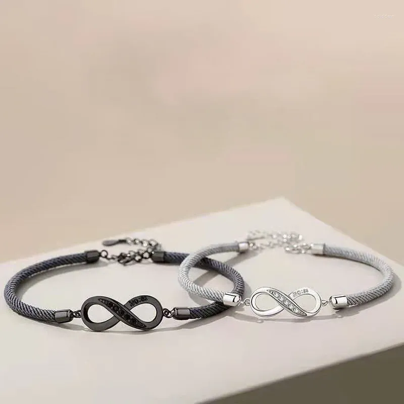 Pulseras de encanto de lujo plateado cristal infinito pulsera para mujeres Rhinestone Elk joyería romántica parejas amantes regalo