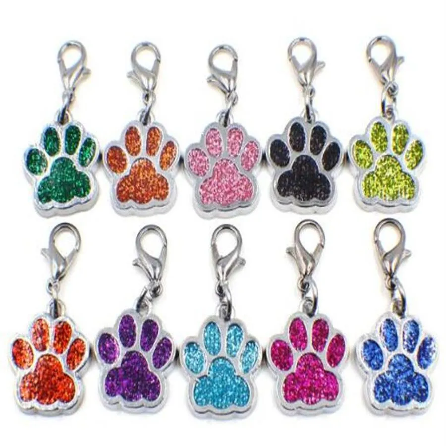 50pcs lot Bling dog bear paw footprint with lobster clasp diy hang pendant charms fit for keychains necklace bag making324V