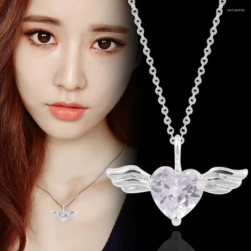 Pendanthalsband Sinleery Lovely Angel Wing Heart Necklace Gold Silver Color Choker Chain On Neck Women Fashion Jewelry XL071