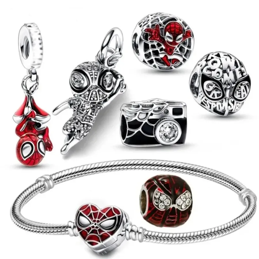 925 Sterling Silver fit pandora charms Bracelet beads charm Spider Cartoon Man European Silver