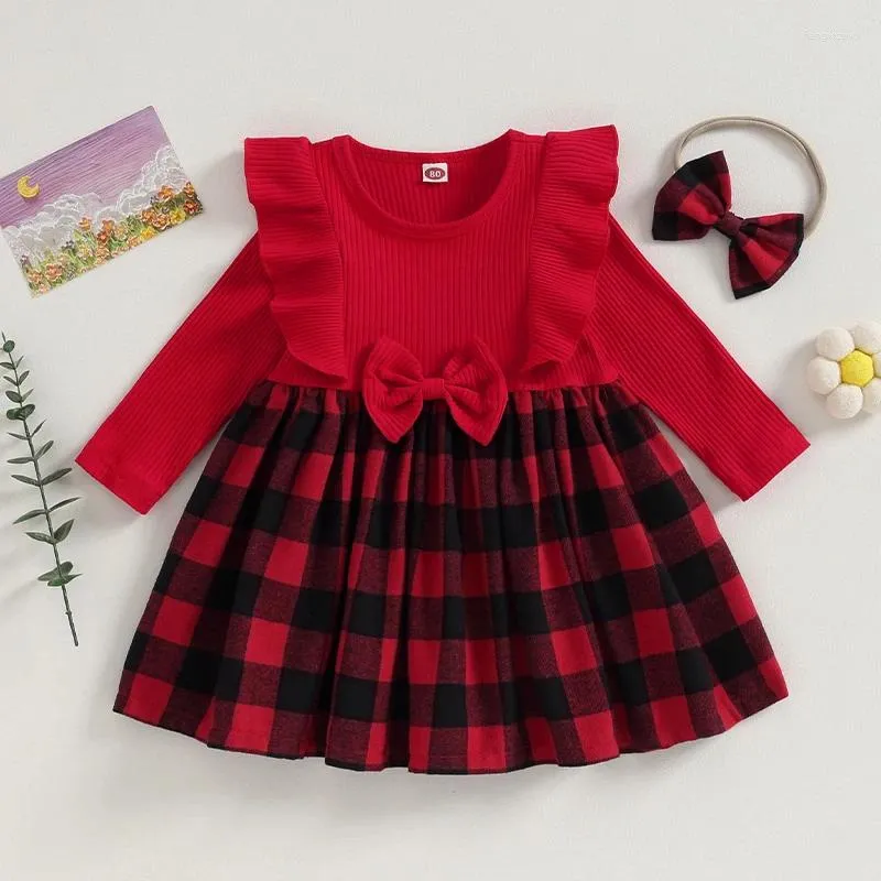 Little girl Christmas dress - Baby girl Christmas set with headband