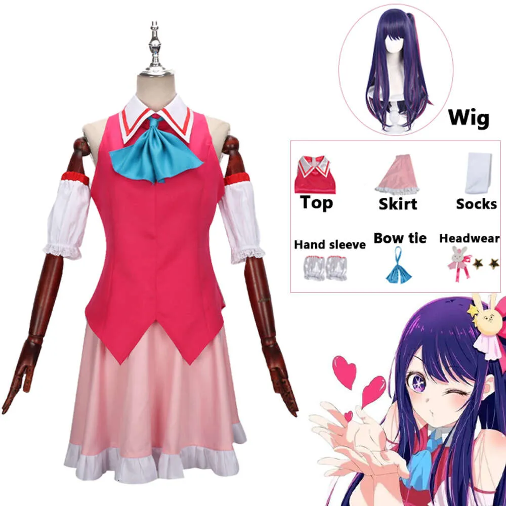 Anime OSHI NO KO NOWOŚĆ AI AI HOSHINO COSTPLAY WIG Red Bunny Hair Spin Suest Event Party OutfitCosplay