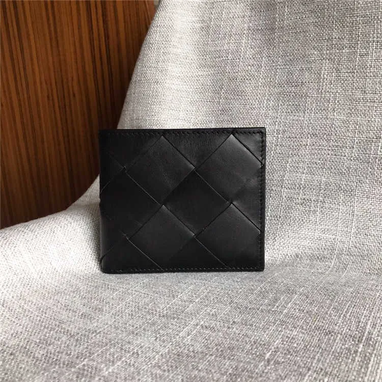 Genuine Leather Cowhide Handwoven Classic Vertical Wallet Full Double Fold Wallet Inside and Outside Wallet XEQ9L