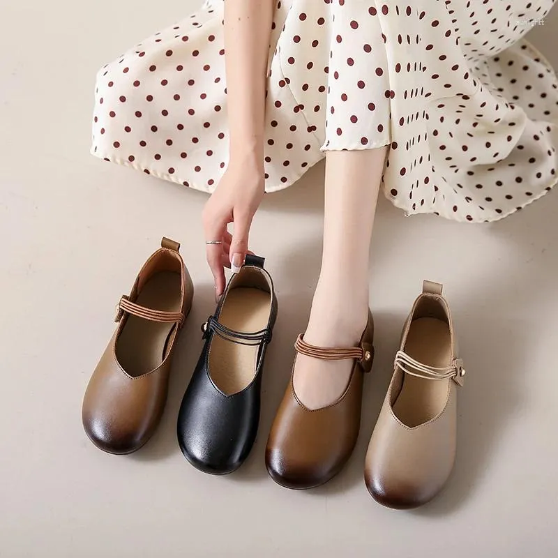 Dress Shoes 2023 Leather Summer Woman Flats Hollow Breathable Casual Flat Comfortable Women Mary Jane Princess