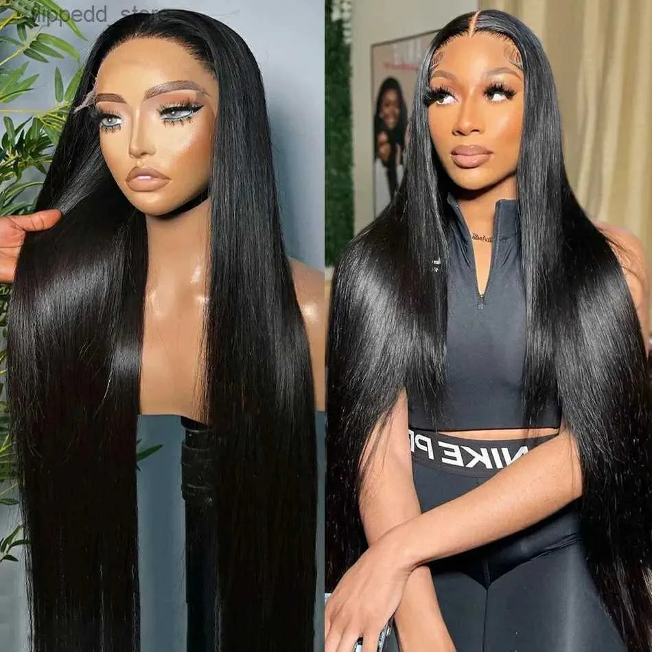 Synthetic Wigs 180 Density 360 Glueless Transparent Full Lace Wig Peruvian Straight 13x4/13x6 Lace Frontal Human Hair Wigs For Women Preplucked Q231019