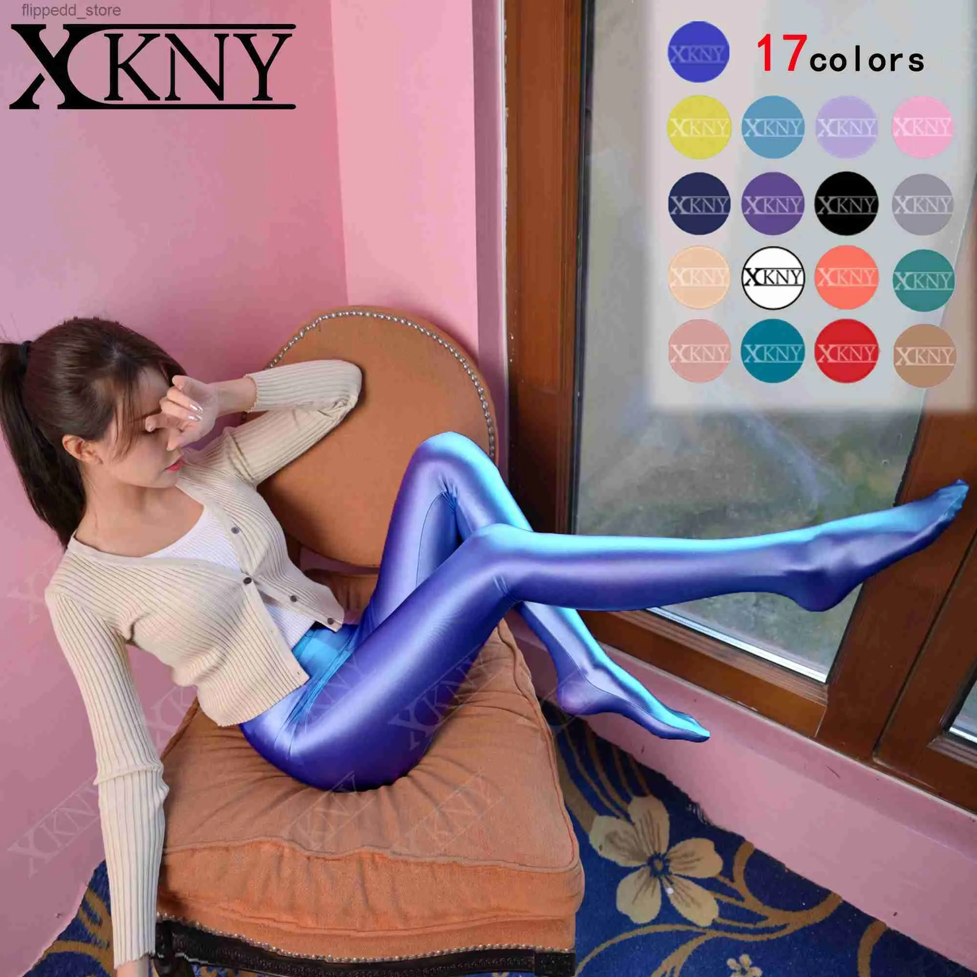 Sports yoga pants satin smooth opaque pantyhose bright tights sexy silk  stockings Japanese slim high waisted