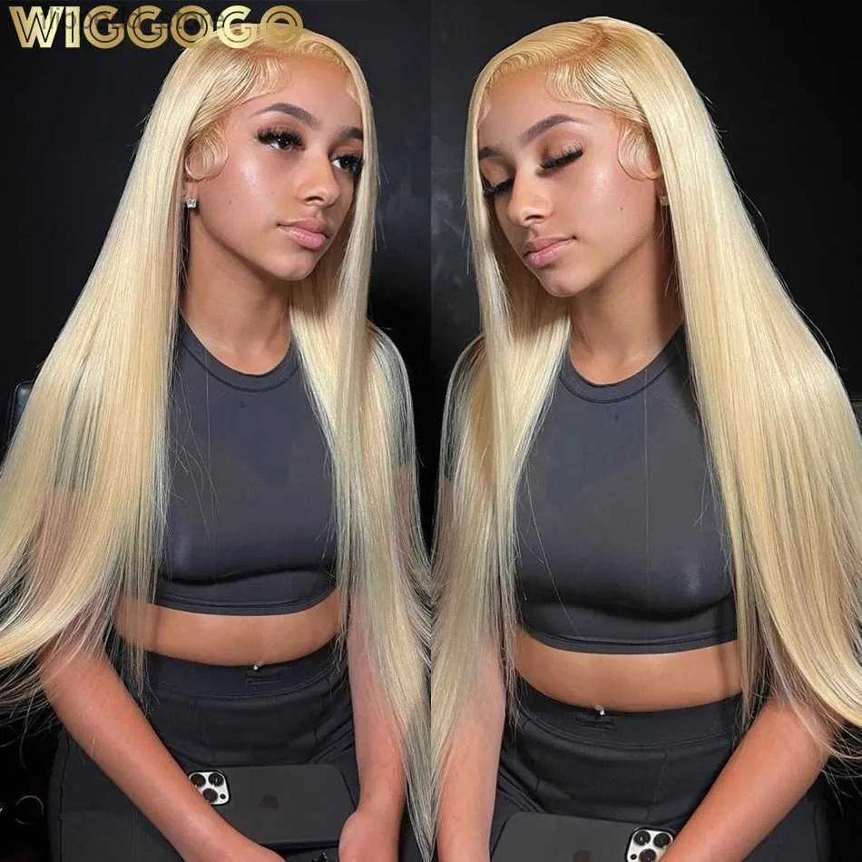 Synthetic Wigs Wiggogo Blonde Hd Lace Wig 13X6 Human Hair 613 Hd Lace Frontal Wig 13X4 Bone Straight Lace Front Wigs Human Hair Glueless Wigs Q231019