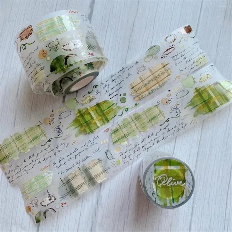 Gift Wrap Shiwu Studio Vintage Olive Washi PET Tape For Card Making DIY Scrapbooking Decorative Sticker