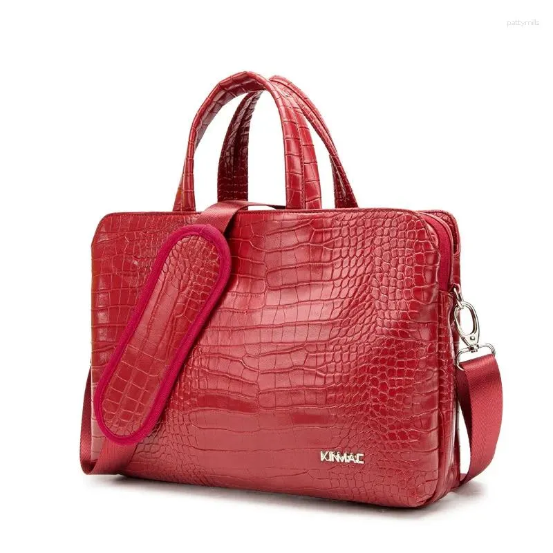 Briefcases Pattern Leather Women Handbags Lady Large Capacity 15.6 Inch Laptop Bag Business Briefcase Shoulder Bags 2023