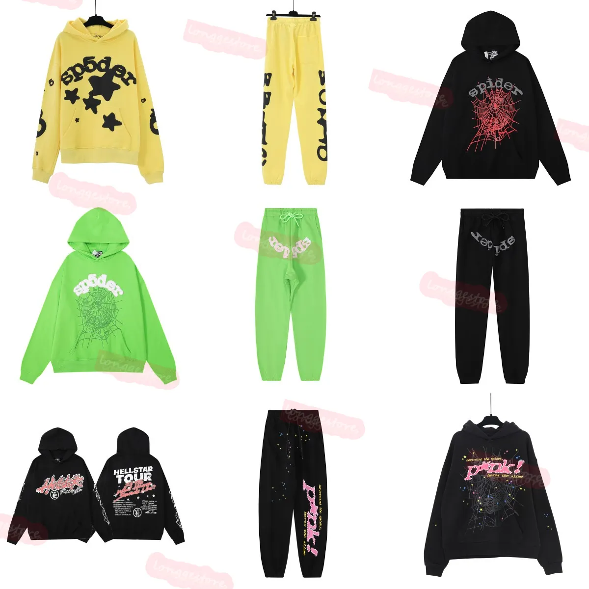 Sweats à capuche pour hommes Sweats à capuche pour hommes Sp5der Young Thug Angel Woman Fashion 555555 Lettres Sweatshirts Casual Spider Web Sweat à capuche Puff Print Sp5der Sweat à capuche Pulls