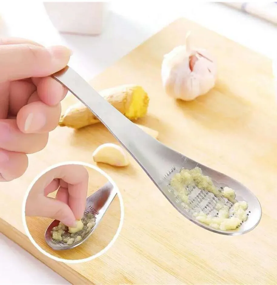 8Practical Stainless Steel Garlic Ginger Grater Grinder Lemon Zester Spoon Wasabi Grinding Tools Kitchen Accessories i1018