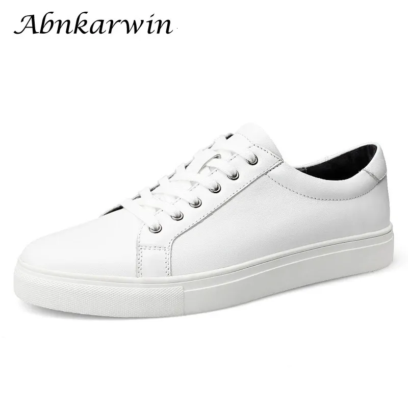 Zapatos de vestir Abnkarwin Casual Bajo Blanco Skateboarding Pisos de cuero genuino Plus Tamaño grande 49s 50s Primavera Verano Otoño Invierno 231019