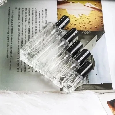 Perfume Bottle 5ml 10ml 20ml 30ml 50ml Transparent Glass Spray Bottle Sample Glass Vials Portable Mini Perfume Atomizer Gold Silver black Cap 231019