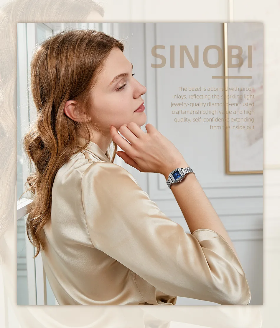 Womens Watch Watches High Quality Luxury Fashion Small Square Watch Set med Diamond Watch Waterproof Quartz-Battery Watch