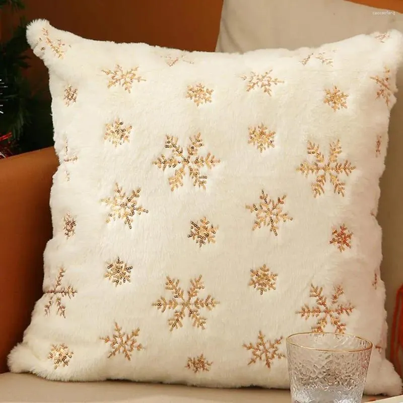 Federa per cuscino natalizio Fodere con paillettes scintillanti con fiocchi di neve per decorazioni domestiche festive Eleganti custodie riutilizzabili per divano camera da letto