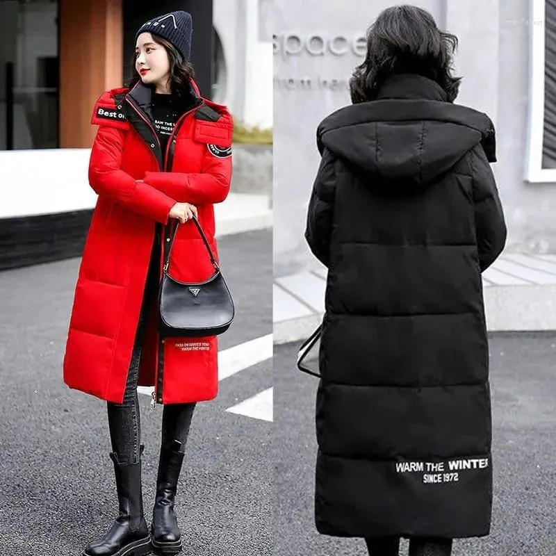 2023 Korean Long Down Parka Jacket Jacket Loose Fit, Thicken Winter Parak  Style, Long Hooded, Large Size, 90% White Duck Coat From Manilabest, $74.9