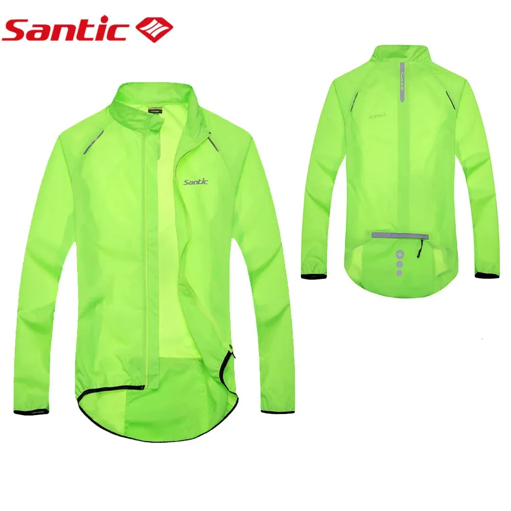 Kurtki rowerowe Santic Men Jackets Jackets Winterproof Skin Płaszcz ochrony przeciwsłoneczny przeciwpklasujący UPF30 Rain Coat M5C07015V 231018