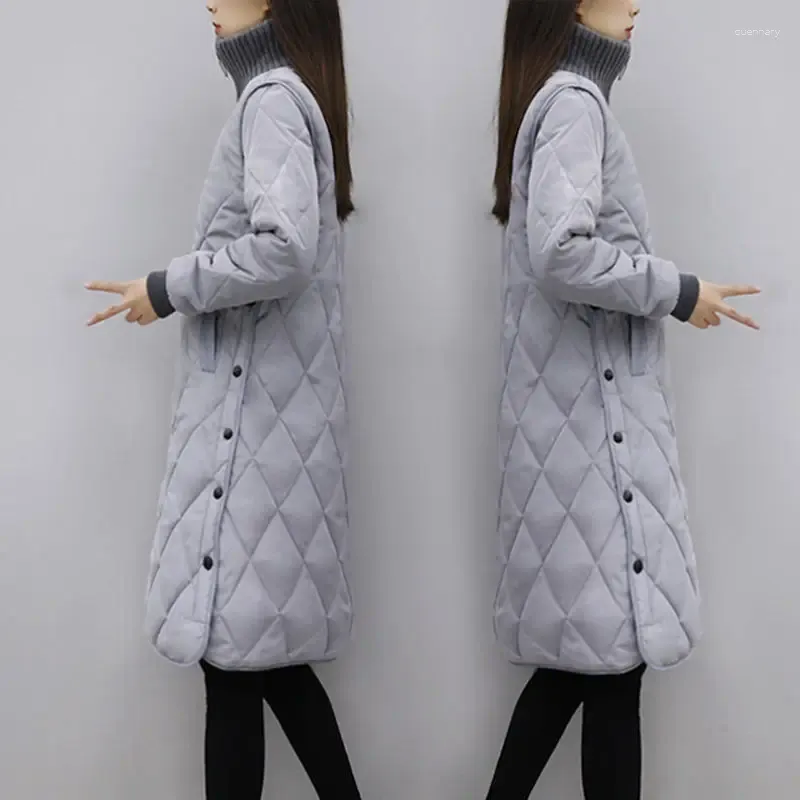 Women's Trench Coats Women Winter Parkas Slim Cotton Padded Basic Jackets 2023 Warm Female Casual Long Outwear Korean Loose Solid Overcoat