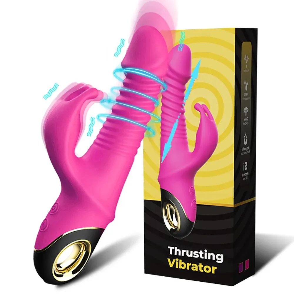 Vibradores 2 em 1 Coelho Vibrador Rotação Telescópica Automática GSpot Clitóris Estimulador Feminino Vibrador Sex Toys Bens para Mulheres Adultos 18 231018