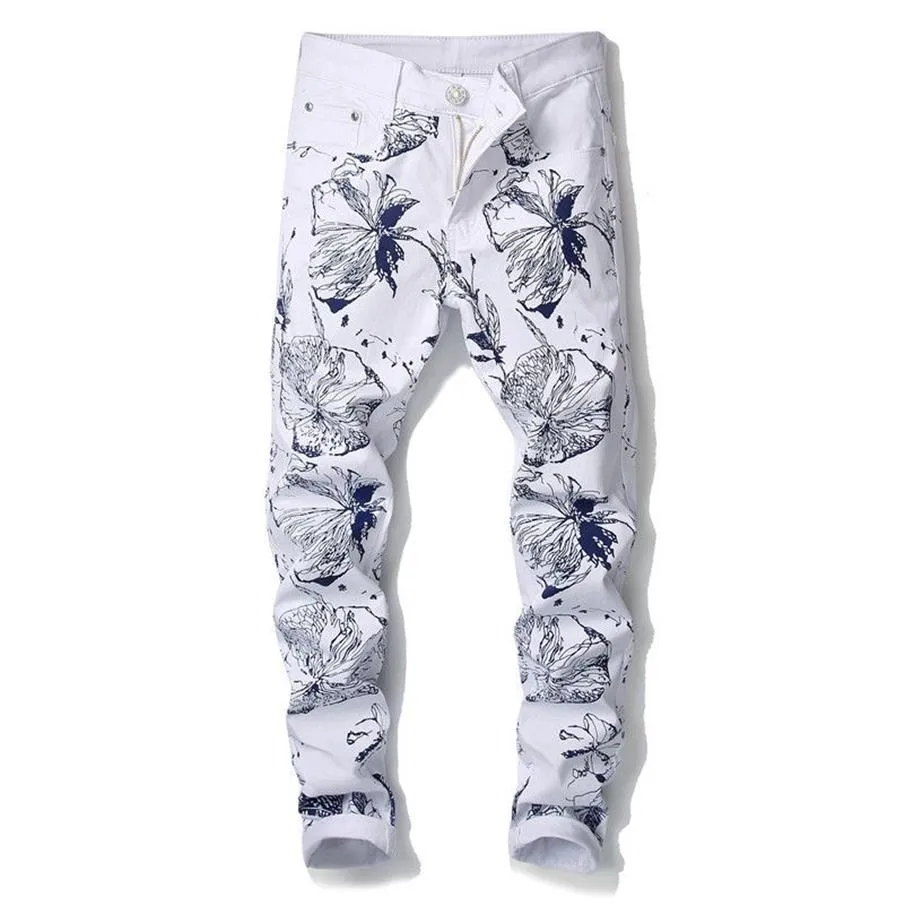 Jeans pour hommes Pantalon en denim blanc élastique à la mode pour hommes Men211l