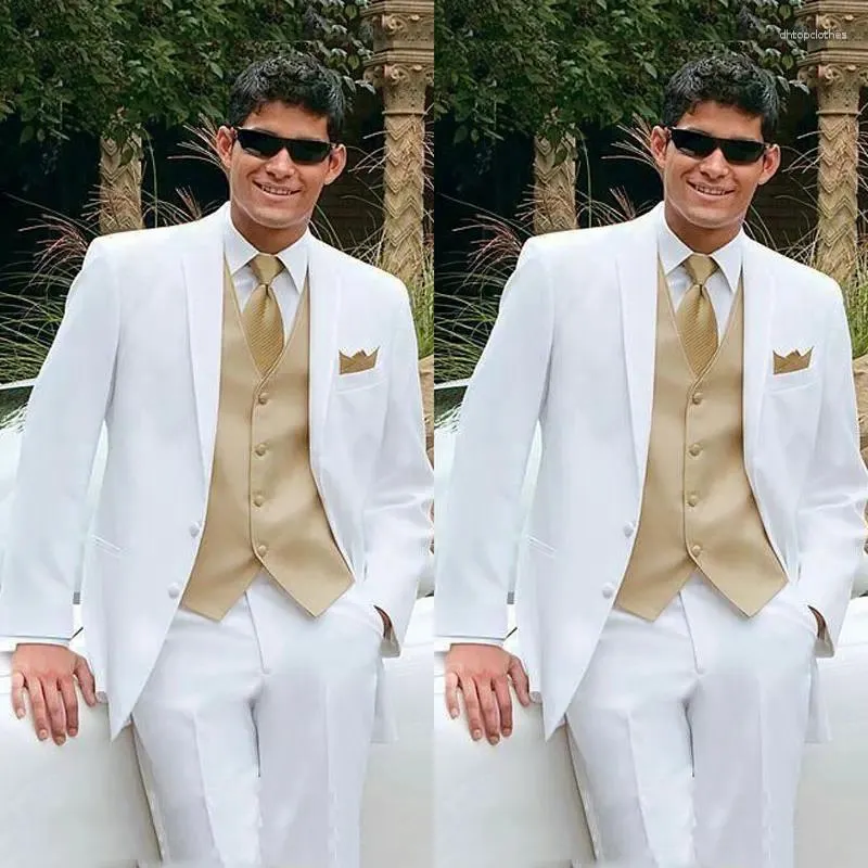 Men's Suits Latest Coat Pant Designs Men White For Wedding Groom Tuxedo 3Piece Man Blazer Costume Homme Prom Slim Fit Terno Masculino