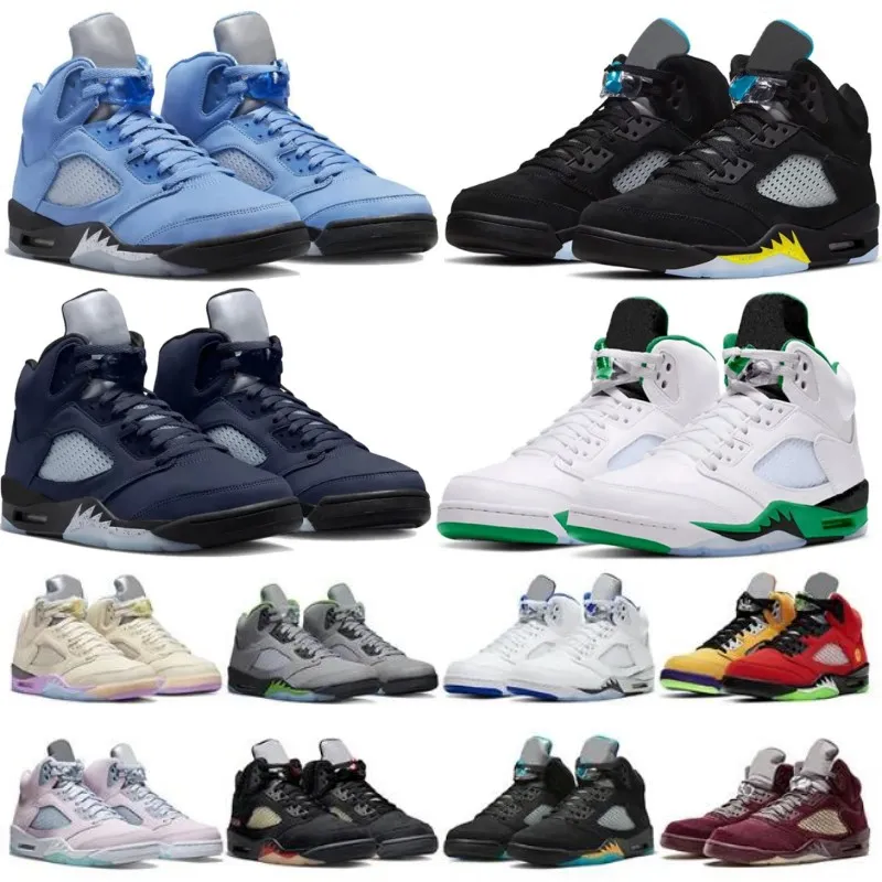 5S Black Cat Mens Basketball Shoes 5S Aqua Unc Raging Bull Sail Sail Black Metallic Racer Blue Fire Red Sneakers With Box