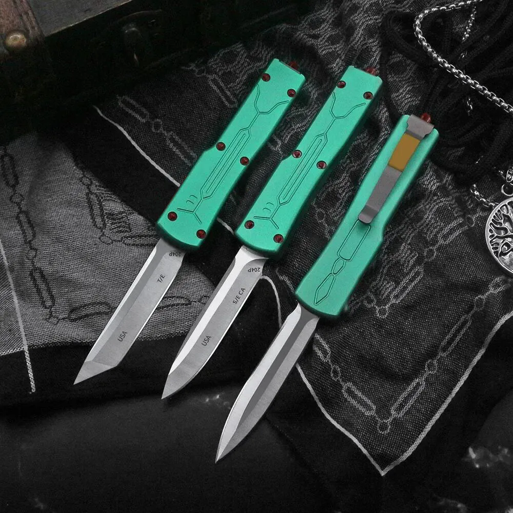 JUFULE Mini Green UT70 Coltello tattico automatico da combattimento T6-Alluminio CNC D2 lama Portafoglio Coltelli tascabili mICRo 204P Exocet TECH Coltelli automatici