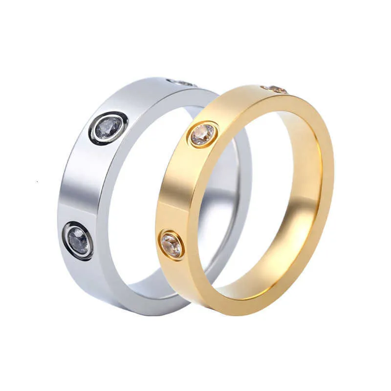 Anello per unghie Designer Fascino Gioielli Moda Gioielli classici Acciaio al titanio Anello per unghie completo moda Oro rosa Acciaio inossidabile Coppia di sei diamanti Regalo di Natale