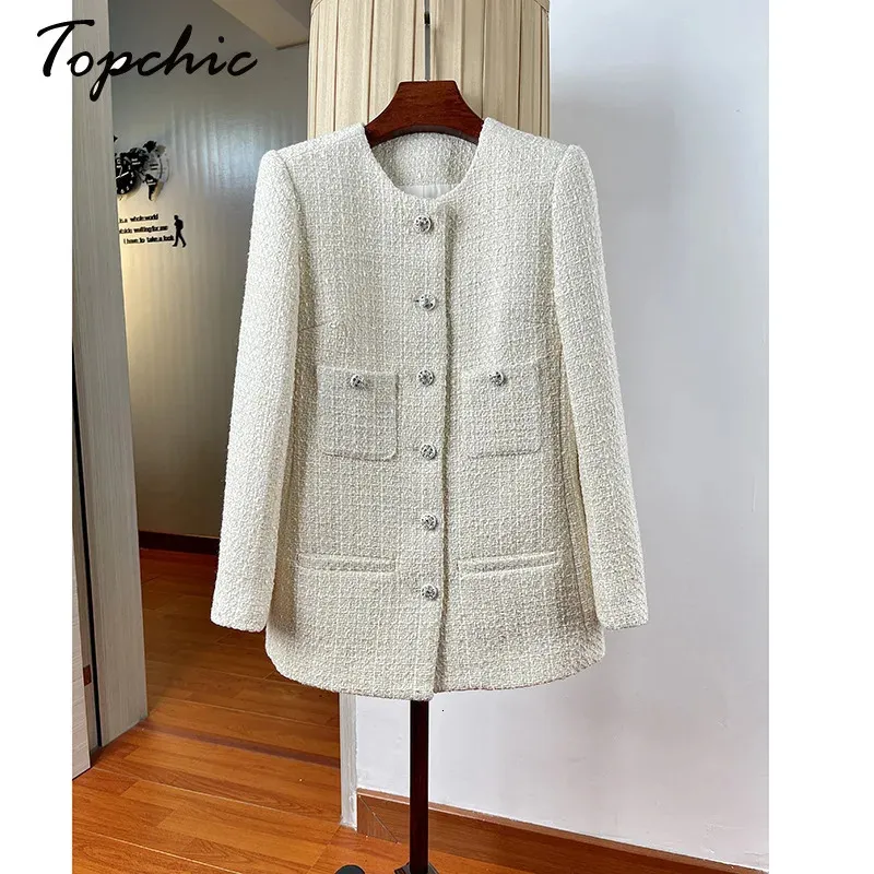 Femmes laine mélanges moyenne longue veste d'hiver pour les femmes mode coréenne Oneck blanc manteaux de luxe Designer Manteau Femme Hiver 231018