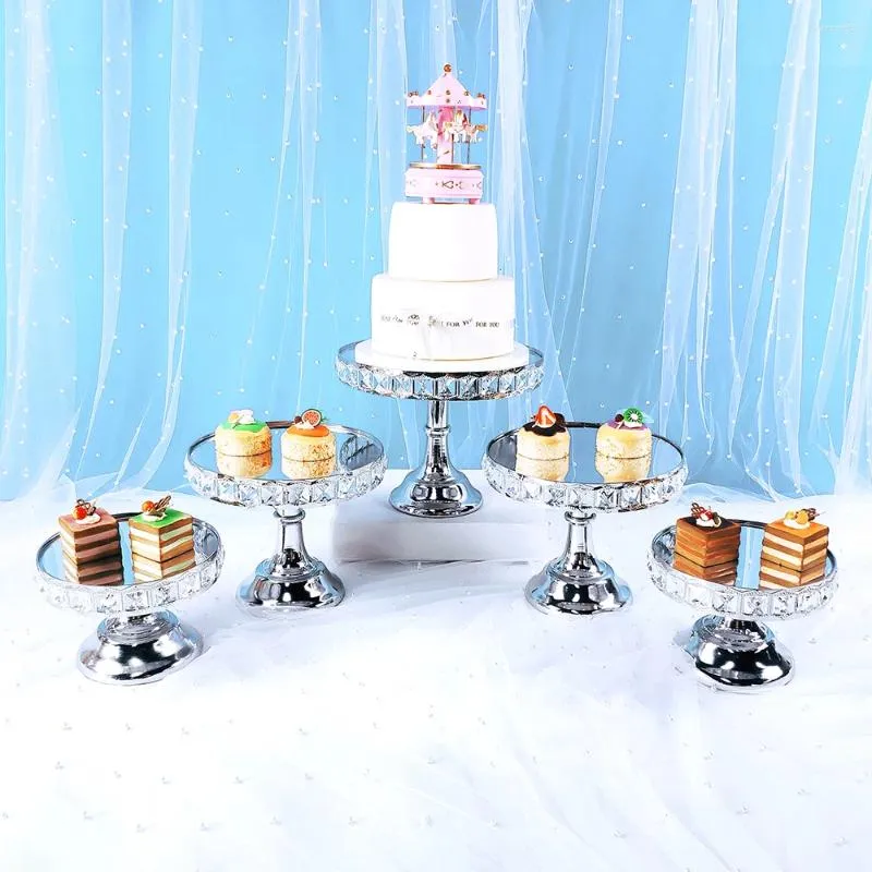 Bakvormen Gereedschap 1 stks Zilver Kristal Taartrek Cupcake Decoratie Dessert Basis Bruiloft Feestbak