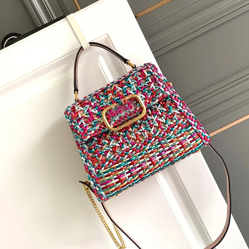 5A high-quality designer shoulder bag woven bag natural color woven handmade large V metal label handbag calf leather handbag designer crossbody bag