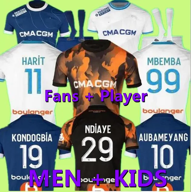 23 24 Maillot Harit Vitinha Soccer Jerseys 2023 2024 Marseilles Guendouzi Payet Clauss Football Shirts Men Kids Veretout Under Ougahi Aubameyang Nuno Harit Ougahi