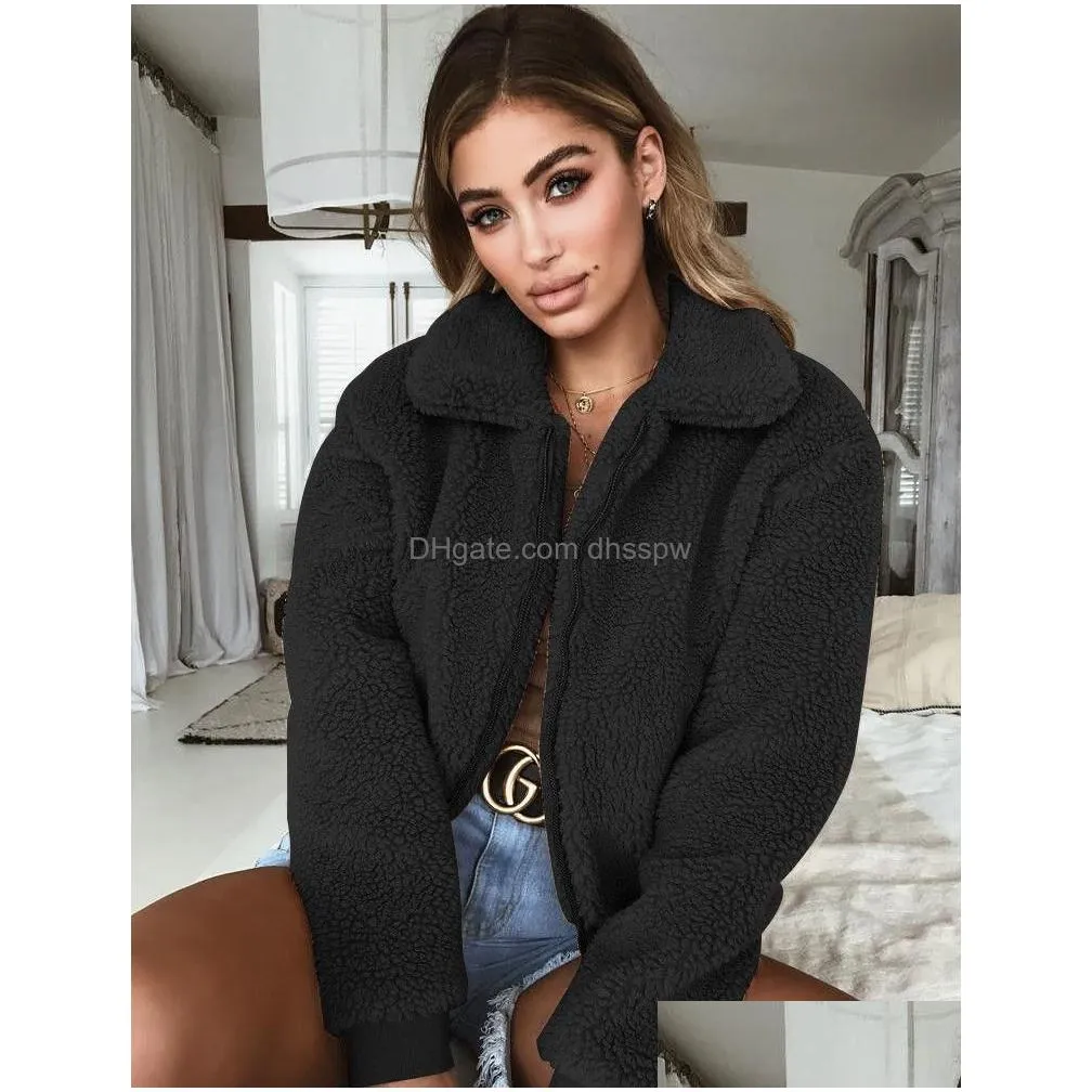 Womens Hoodies Sweatshirts 2021 Winter Fleece Sweatershirt Sherpa Oversized Long Fluffy Autumn Warm Wear Female Overcoat Drop Delive