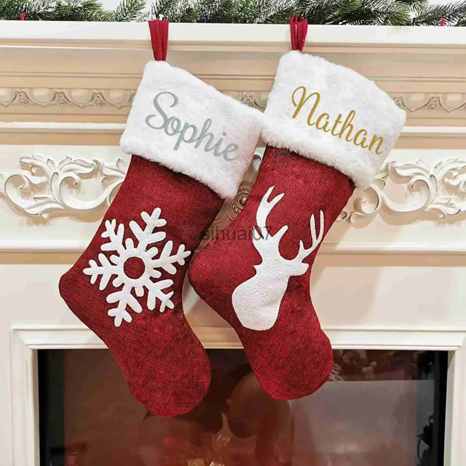 Juldekorationer Personlig julstrumpa julstrumpa till anpassad dekoration med förnamn 4 stilar för att välja Family Stocking X1019