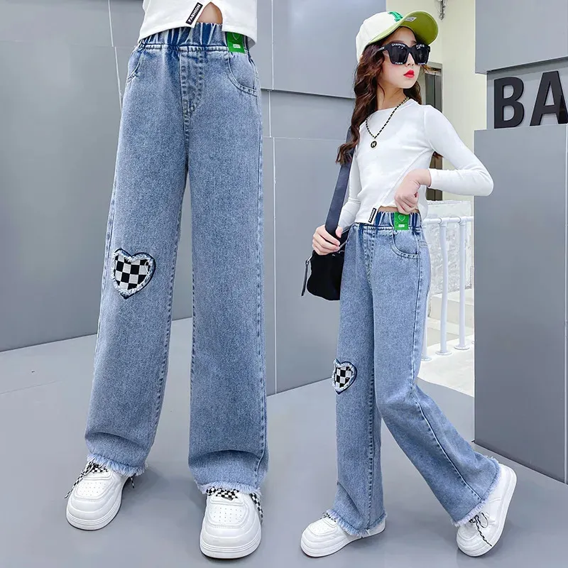 Autumn Girls Heart Jeans Elastic High Waist Denim With Wide Autumn Girls Heart Jeans Elastic High Waist Denim With Wide