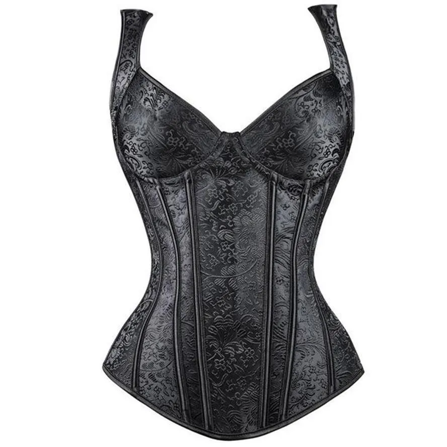 Overbust Sexy Satin Corset With Cups Top Lace Steampunk Corsets And Bustiers Black White Body Shaper Women Waist Trainer Cincher &235d