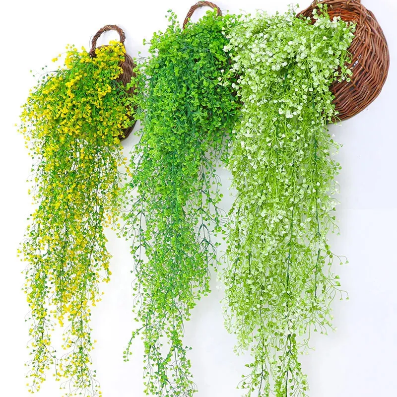 Faux Floral Greenery 80cm Artificial Plant Rattan Golden Bell Willow Shooting Wedding Home Bar Wall Hanging Decoration Flower Plastic 230819