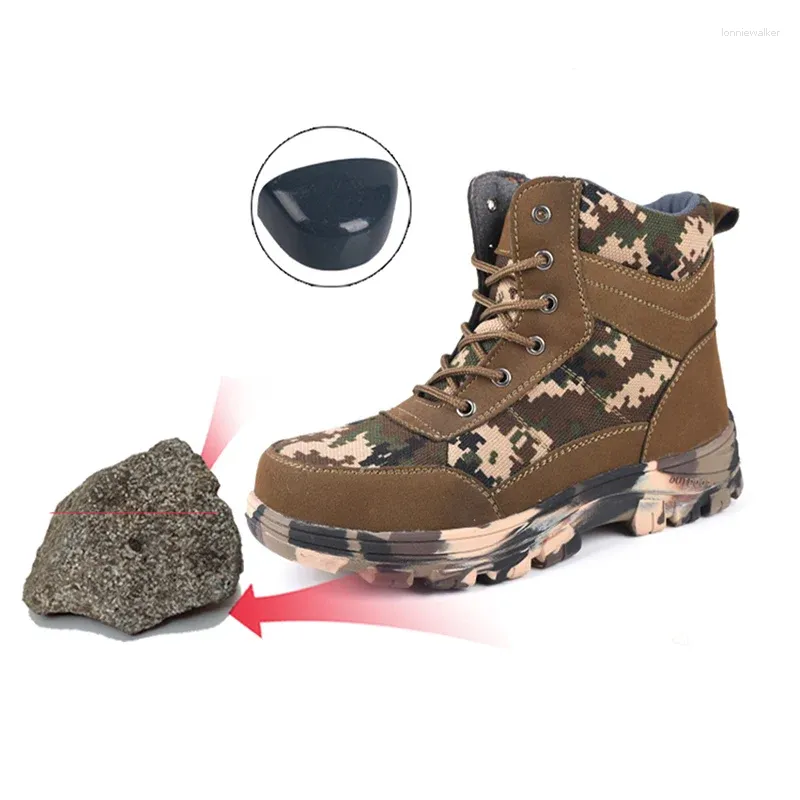 Boots 2023 Winter High Help Wool Safety Shoes Camouflage Work Steel Bag Head Anti-smashing Puncture