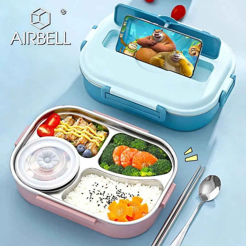 Bento Boxes Lunch Box 304 Stainless Steel Kids And Adults Bento Lunchbox Food Storage Containers Kawaii Portable Thermal Bag Picnic Cutlery 231013