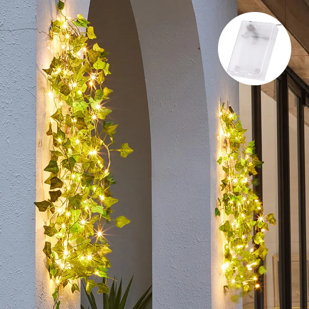 لوازم الحفلات الأخرى LED LED Plants String Light 1PCS Leaf Green Ivy Vine Fairy Light String Maple Leave Lamp