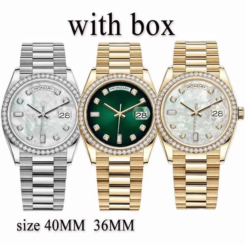 Rolaxs 다이아몬드 시계 남성 여성 시계 자동 시계 자동 시계 Moissanite 디자이너 시계 크기 40mm 36mm 904L 스테인리스 스틸 브레이슬릿 사파이어 유리 방수