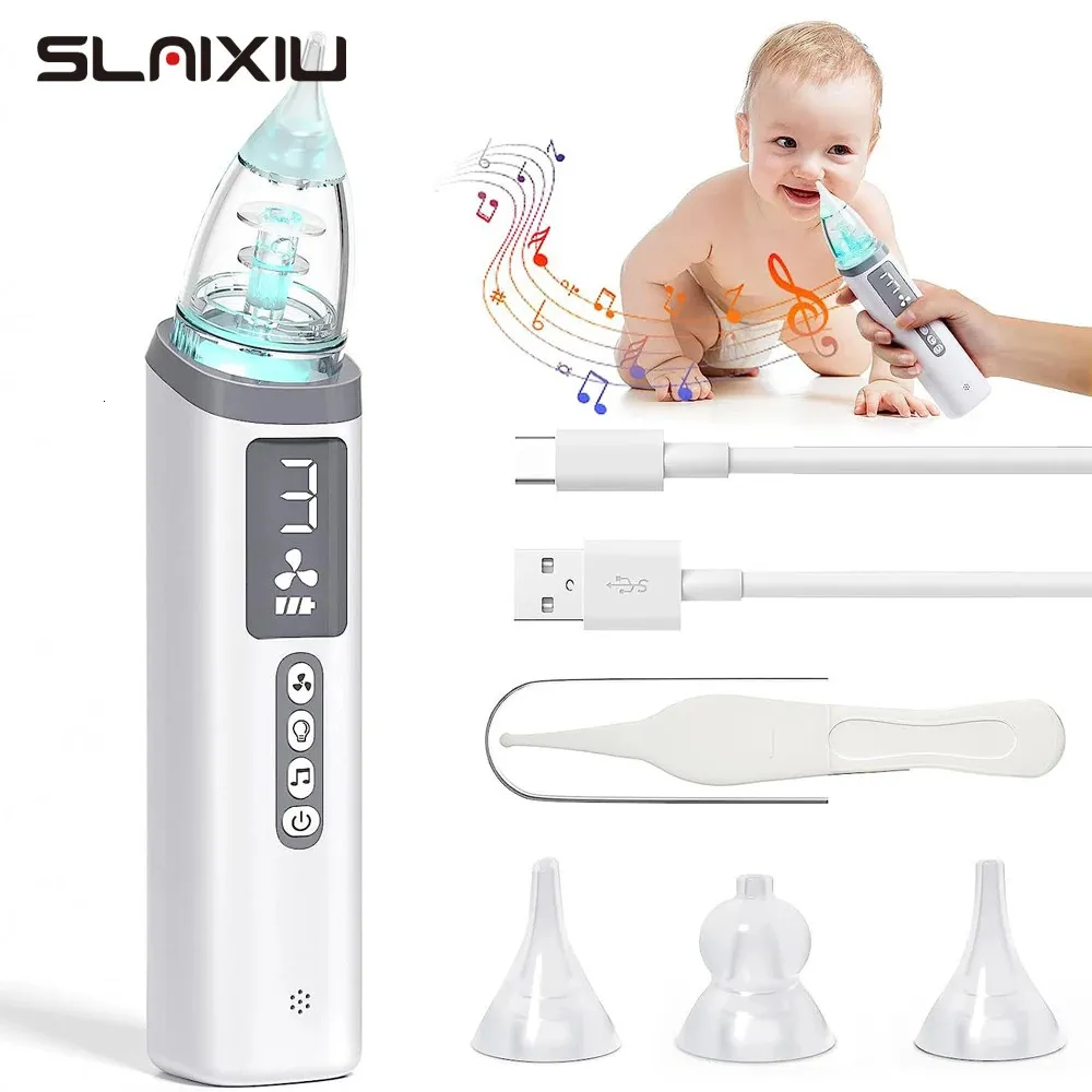 Aspirateurs nasaux # Aspirateur nasal électrique pour bébé, dispositif d'aspiration du nez avec embout en silicone de qualité alimentaire, 3 modes d'aspiration et musique apaisante 231019