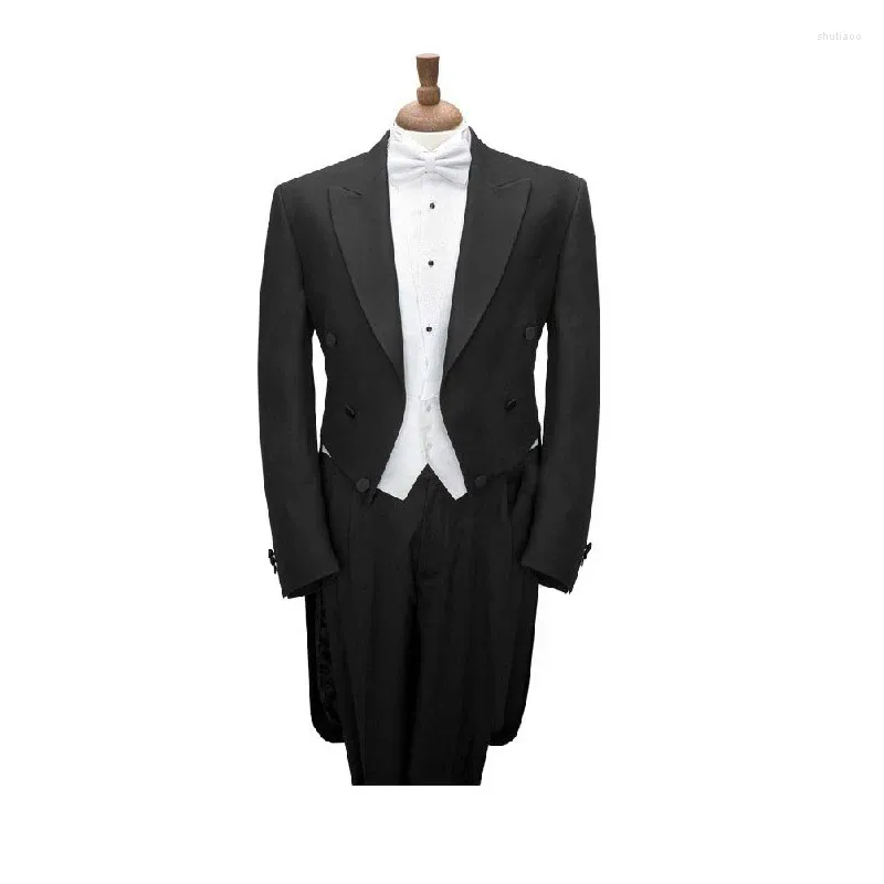 Men's Suits Custom Made Measure Black Tailcoat With White Vest Bespoke Long Tail Wedding Groom Tuxedo Tailored Suit Sg